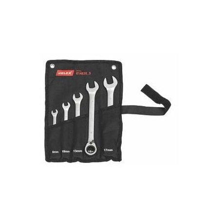 Holex Open End Wrench / Ratcheting Wrench Set, 5 Pc, 8 mm to 17 mm 614838 5